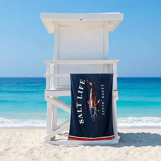Salt Life American Shark Quick Dry Beach Towel