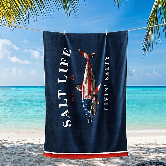 Salt Life American Shark Quick Dry Beach Towel