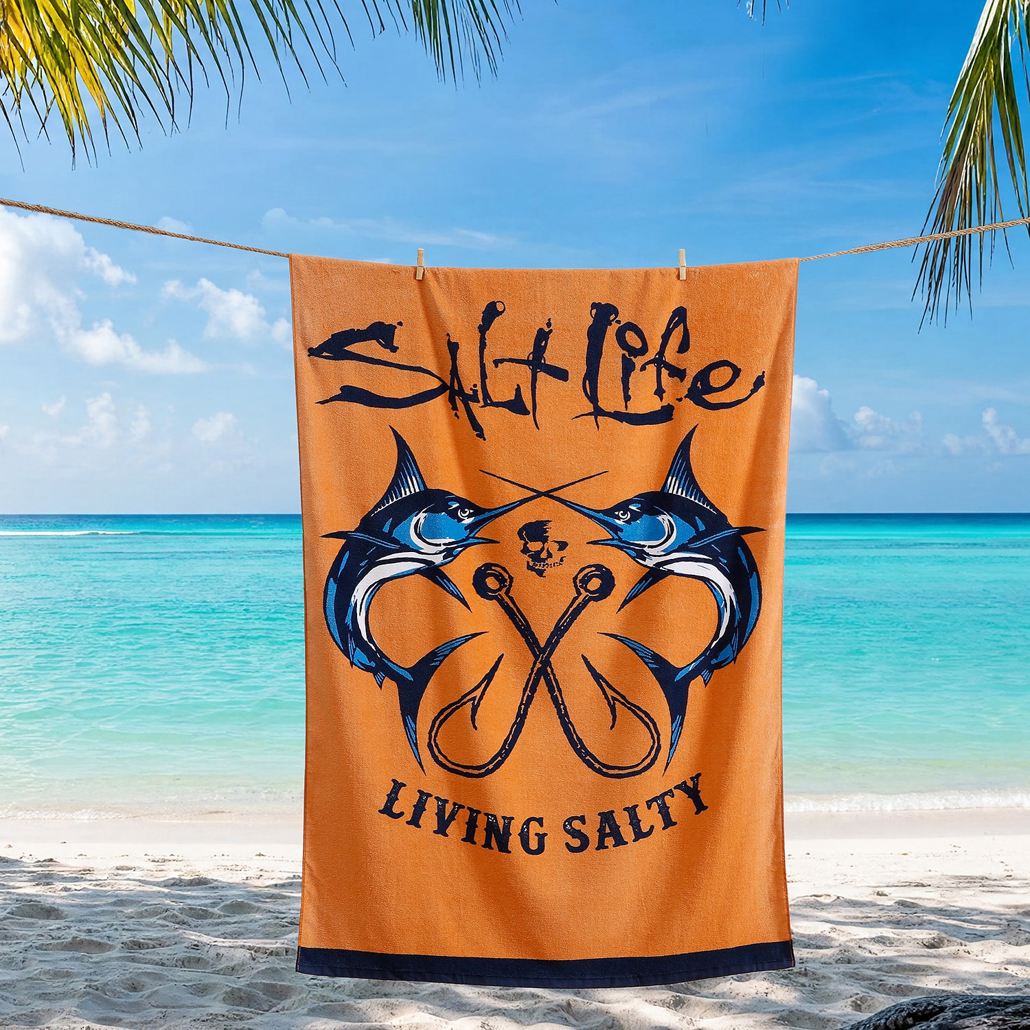 Salt Life Crossed Bills Quick Dry Beach Towel
