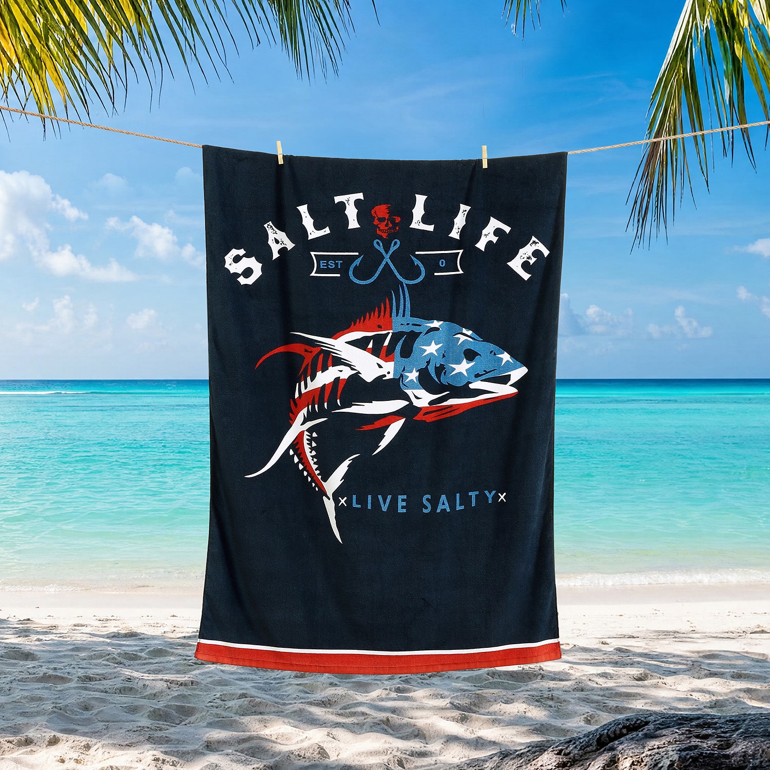 Salt Life American Fish Quick Dry Beach Towel