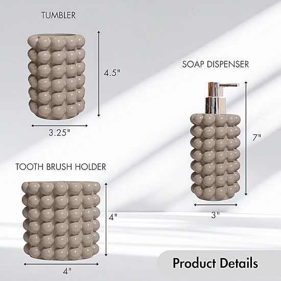 Better Trends Nova Collection 3PC Soap Dispenser, Toothbrush Holder and Tumbler Set