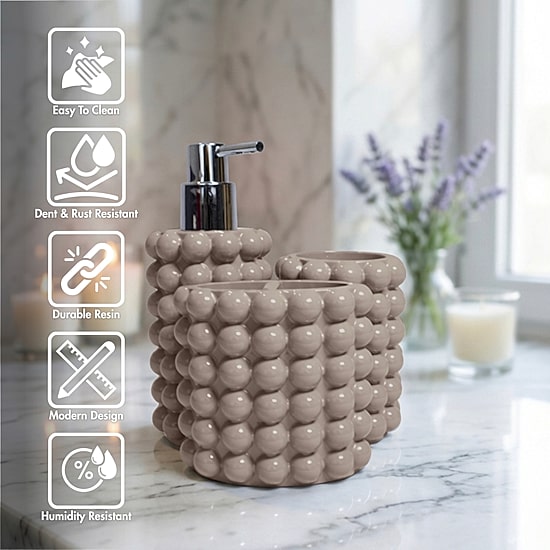 Better Trends Nova Collection 3PC Soap Dispenser, Toothbrush Holder and Tumbler Set