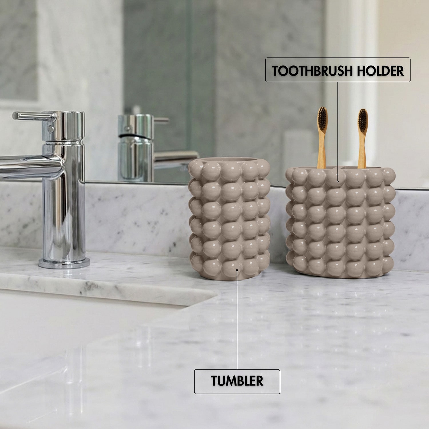 Better Trends Nova Collection 2PC Toothbrush Holder and Tumbler Set