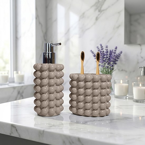 Better Trends Nova Collection 2PC Soap Dispenser and Toothbrush Holder Set