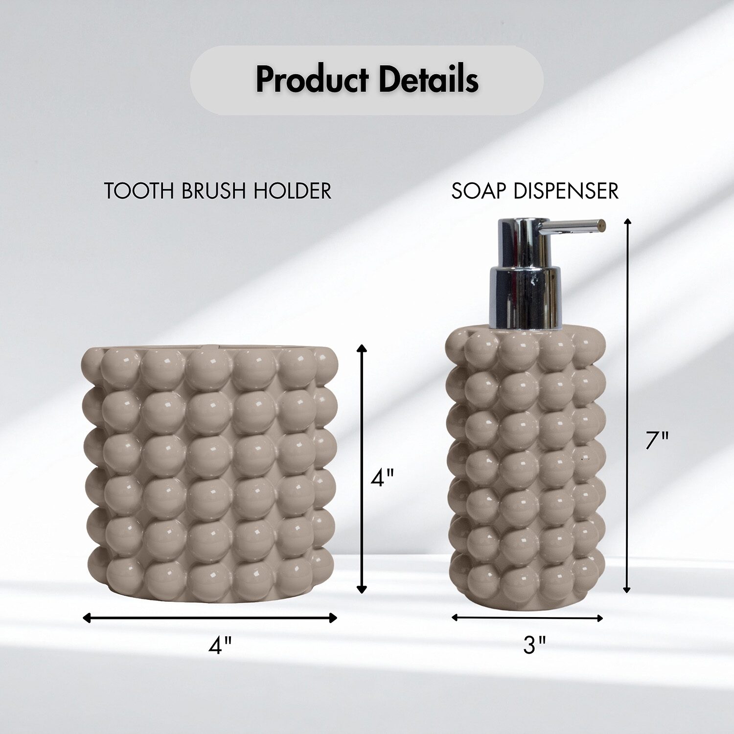 Better Trends Nova Collection 2PC Soap Dispenser and Toothbrush Holder Set