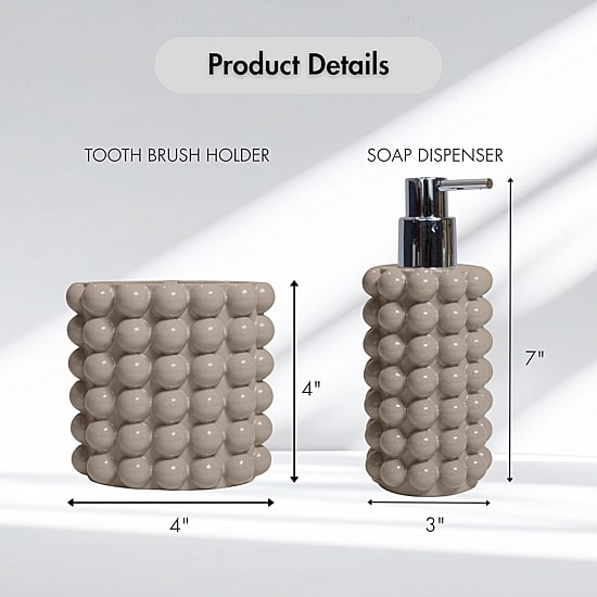 Better Trends Nova Collection 2PC Soap Dispenser and Toothbrush Holder Set