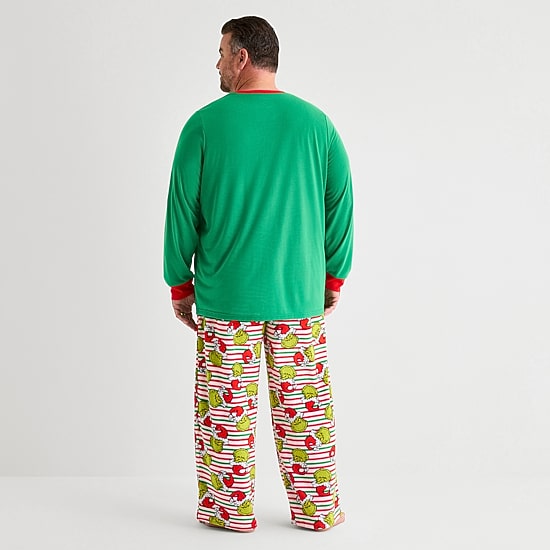 Mens Dr. Seuss Grinch Long Sleeve 2-pc. Matching Family Pajama Set