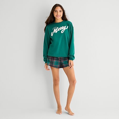North Pole Trading Co . Fleece Mix And Match Pajama Shorts In Green