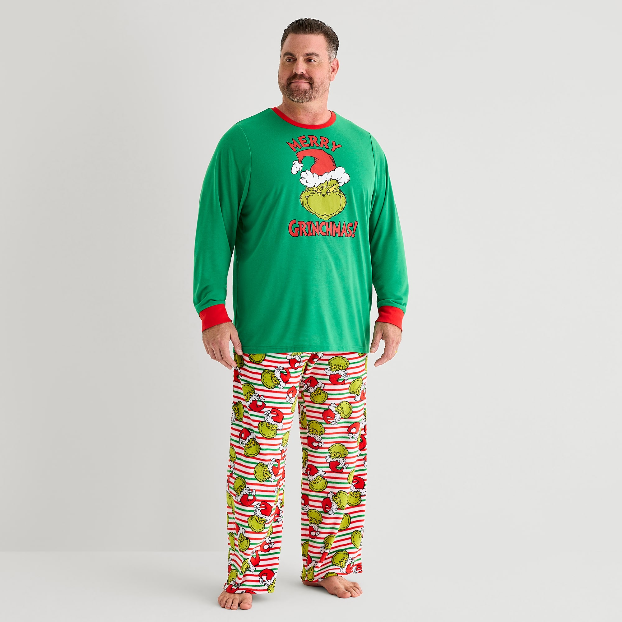 Mens Grinch Long Sleeve 2-pc. Pajama Set