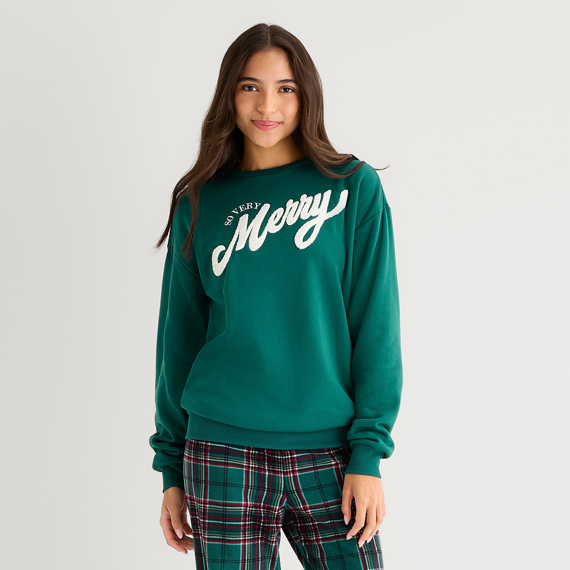 North Pole Trading Co. Womens Fleece Crew Neck Long Sleeve Matching Family Pajama Top