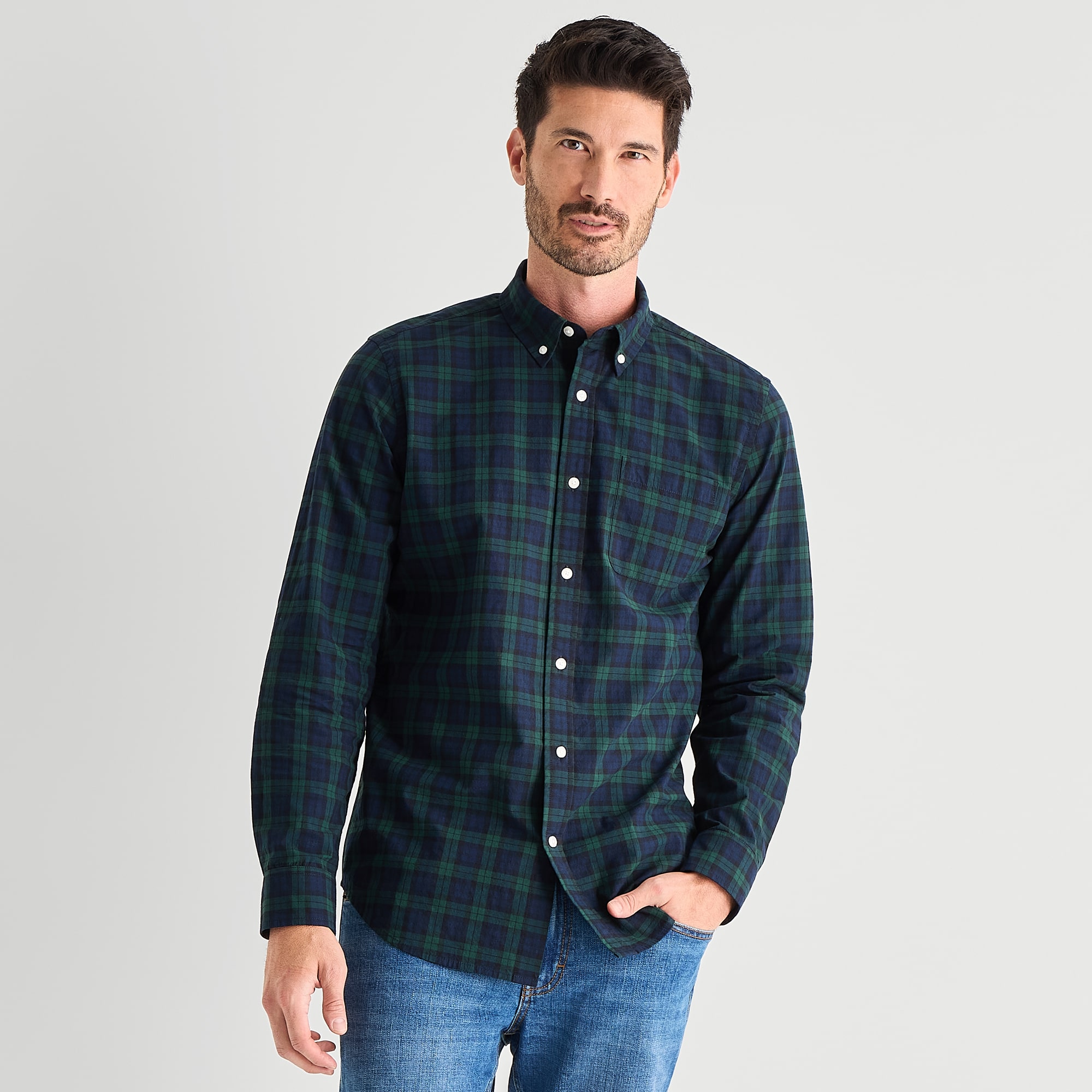 St. John's Bay Poplin Mens Long Sleeve Classic Fit Button-Down Shirt