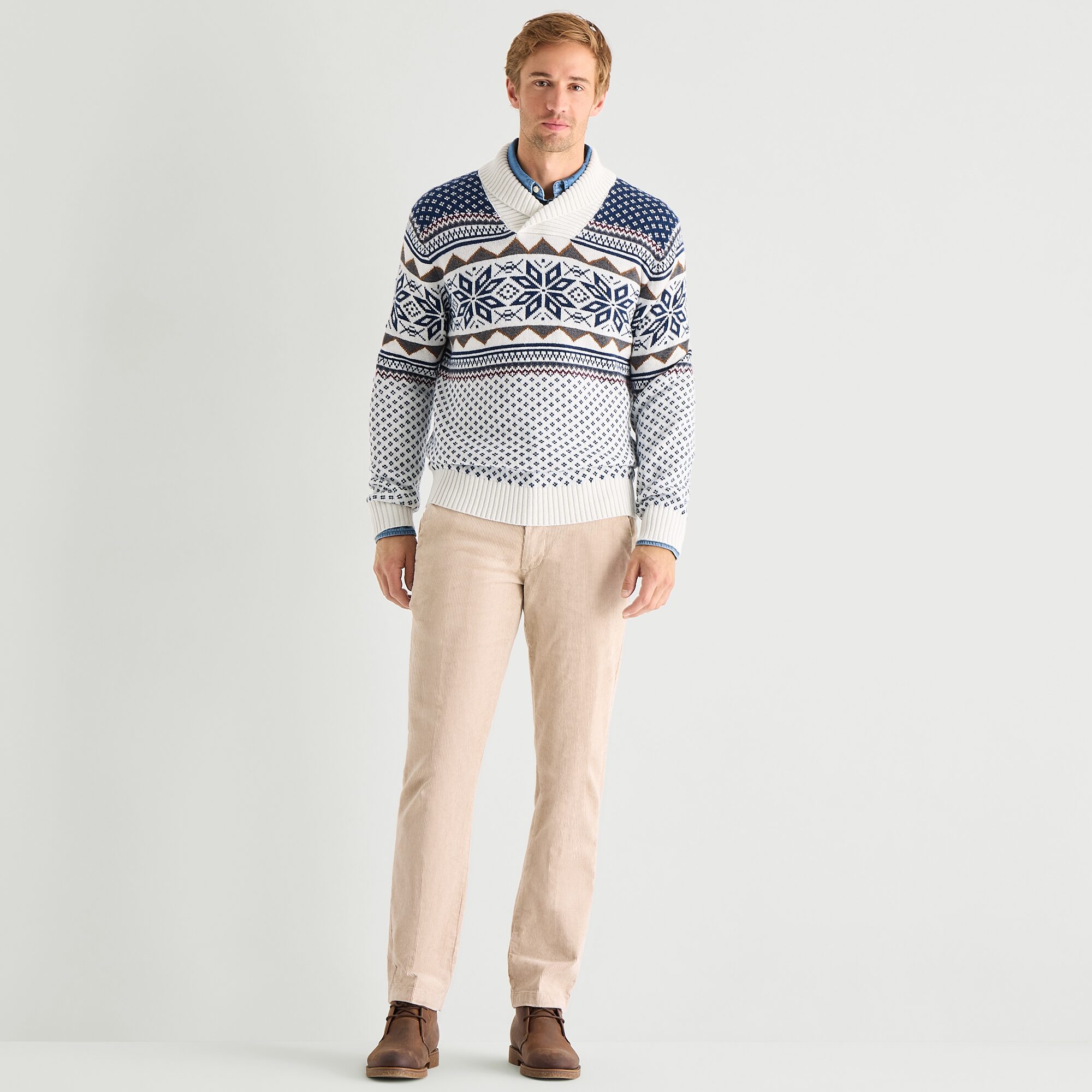 St. John's Bay Fairisle Mens Long Sleeve Pullover Sweater