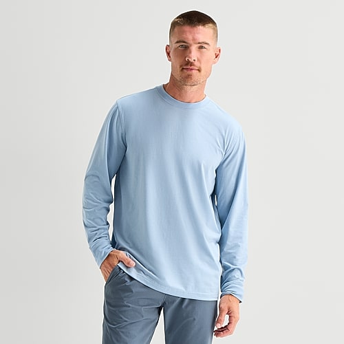 Xersion Mens Round Neck Long Sleeve Active Husky T-shirt In Blue