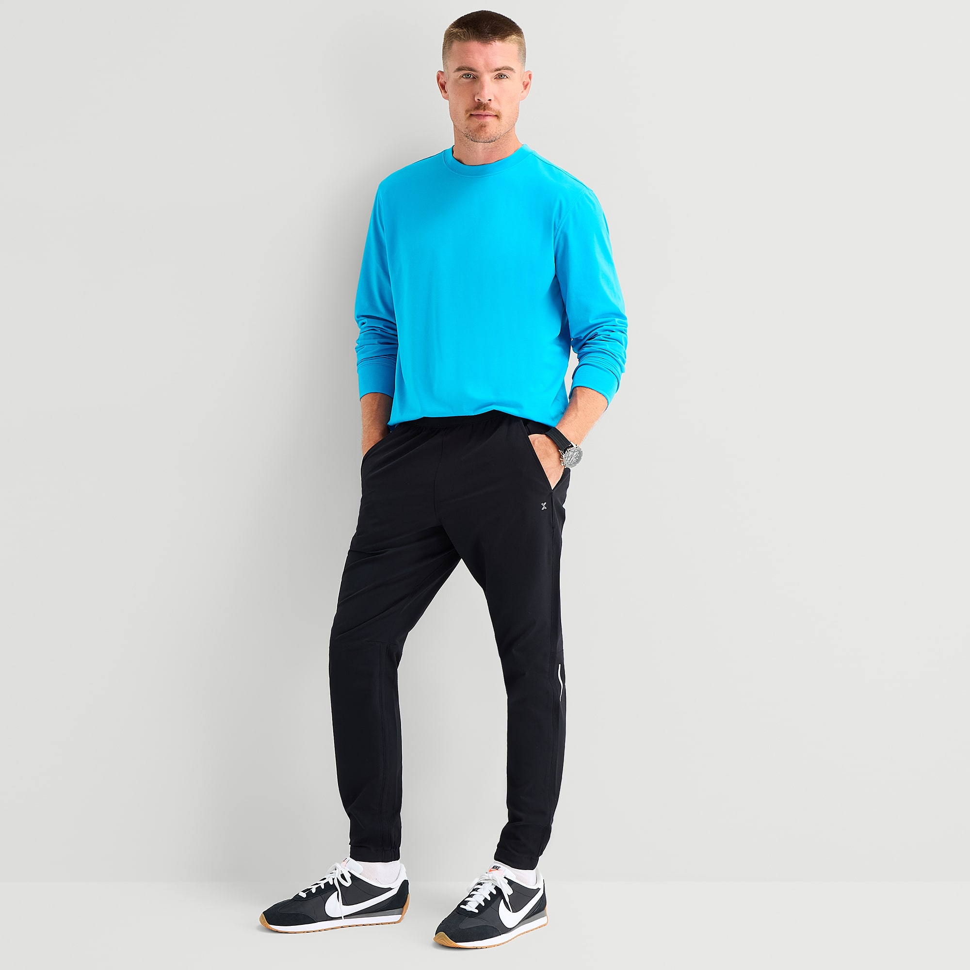 Xersion Mens Round Neck Long Sleeve Active Husky T-Shirt