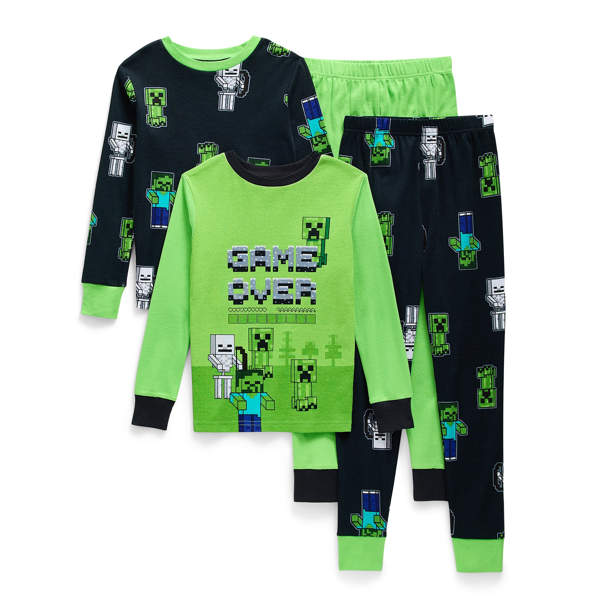 Little & Big Kid Boys Minecraft Crew Neck Long Sleeve 4-pc. Pajama Set