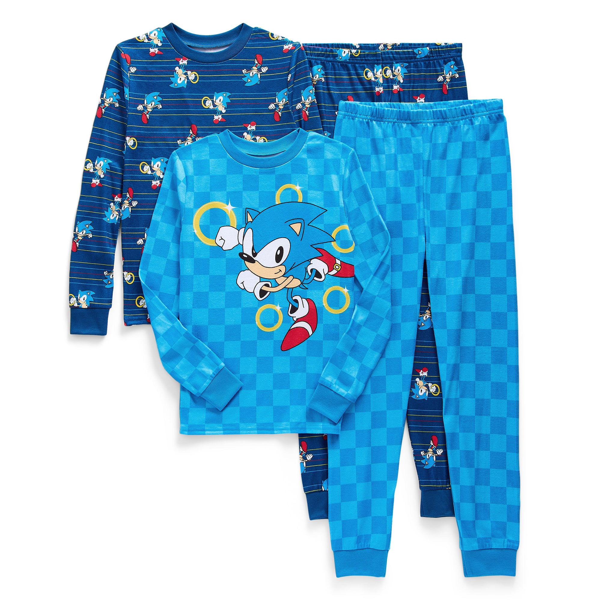 Little & Big Kid Boys Sonic the Hedgehog Crew Neck Long Sleeve 4-pc. Pajama Set
