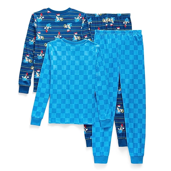 Little & Big Kid Boys Sonic the Hedgehog Crew Neck Long Sleeve 4-pc. Pajama Set
