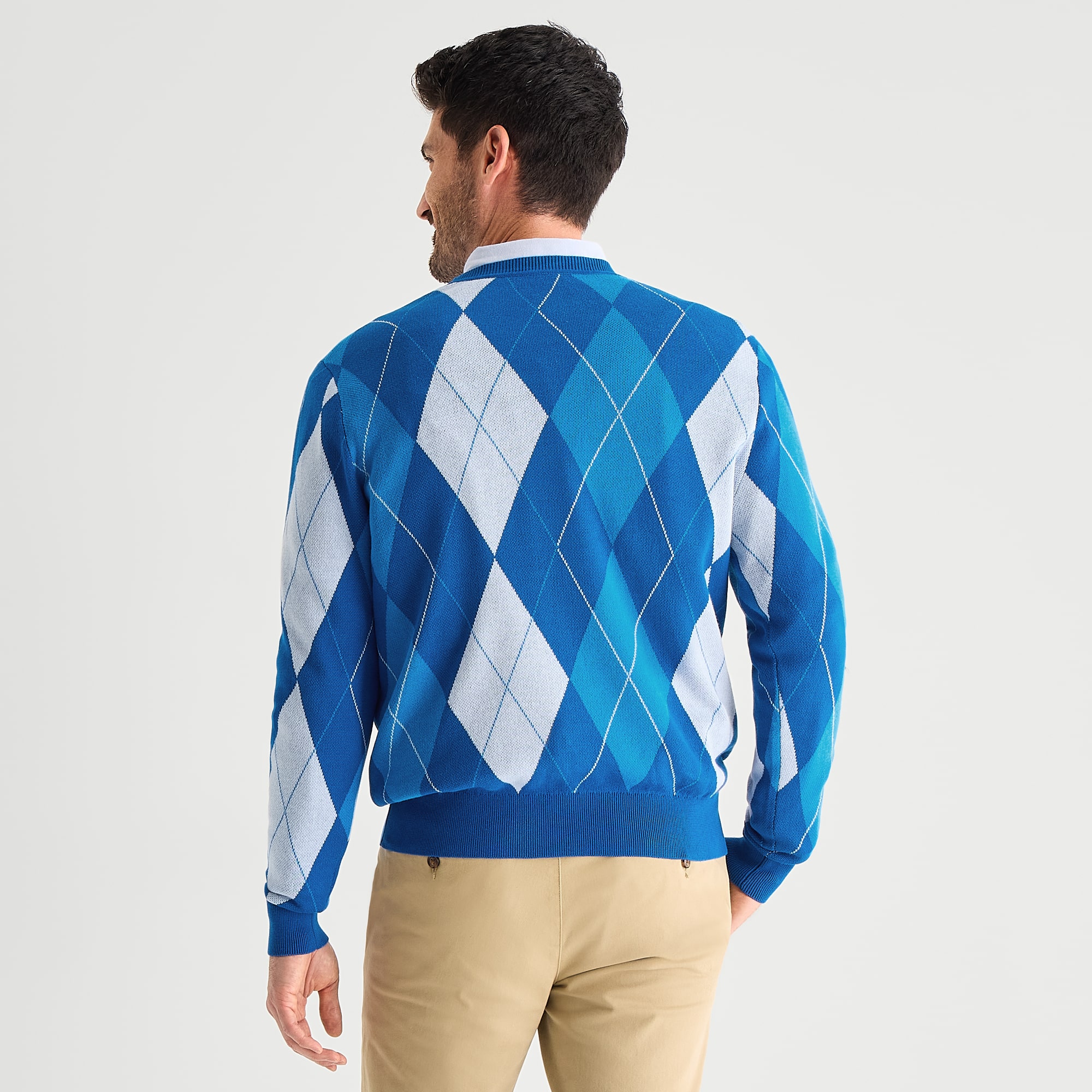 St. John's Bay Argyle Mens Crew Neck Long Sleeve Pullover Sweater