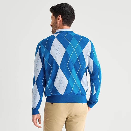 St. John's Bay Argyle Mens Crew Neck Long Sleeve Pullover Sweater