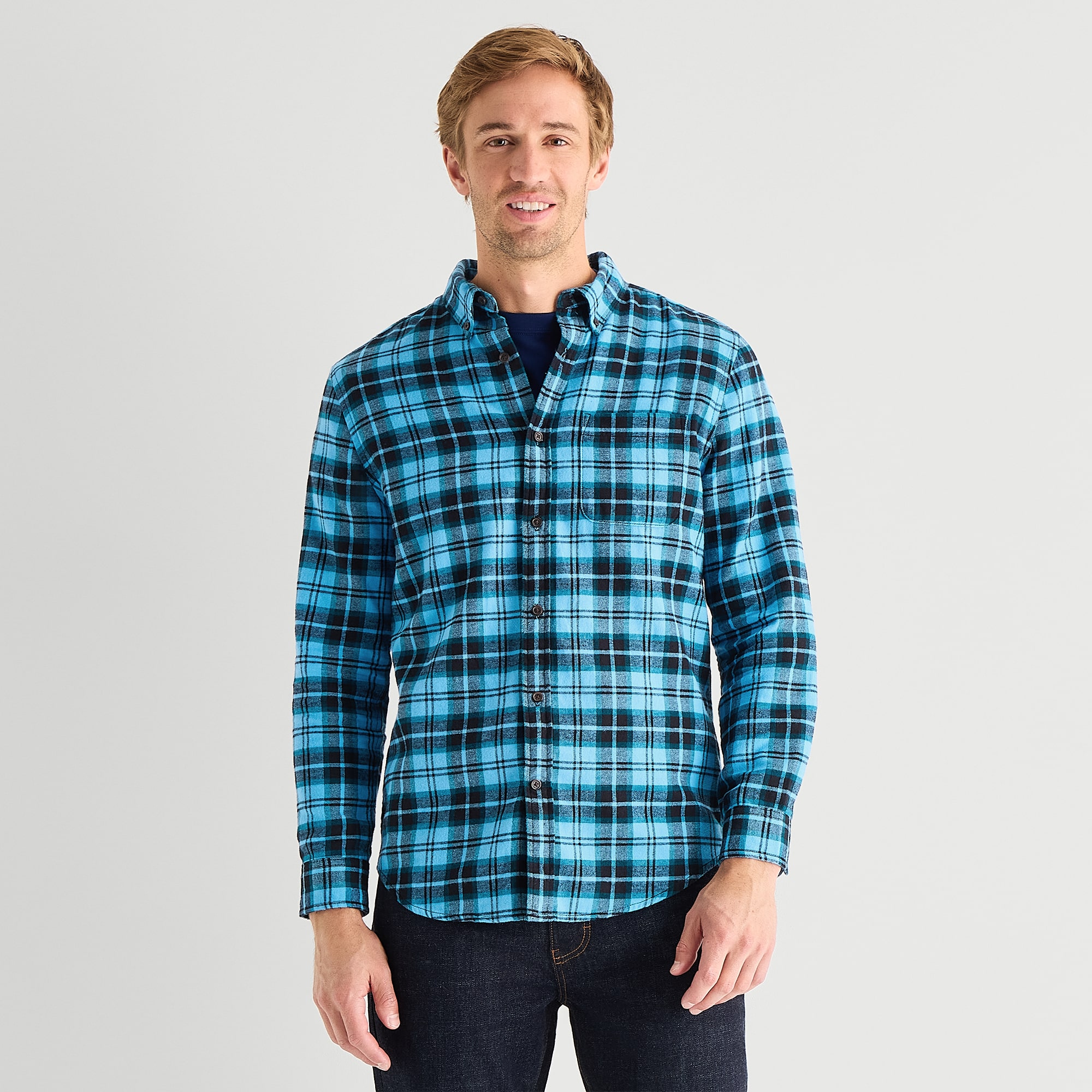 St. John's Bay Mens Long Sleeve Classic Fit Flannel Shirt