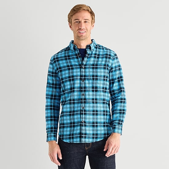 St. John's Bay Mens Long Sleeve Classic Fit Flannel Shirt