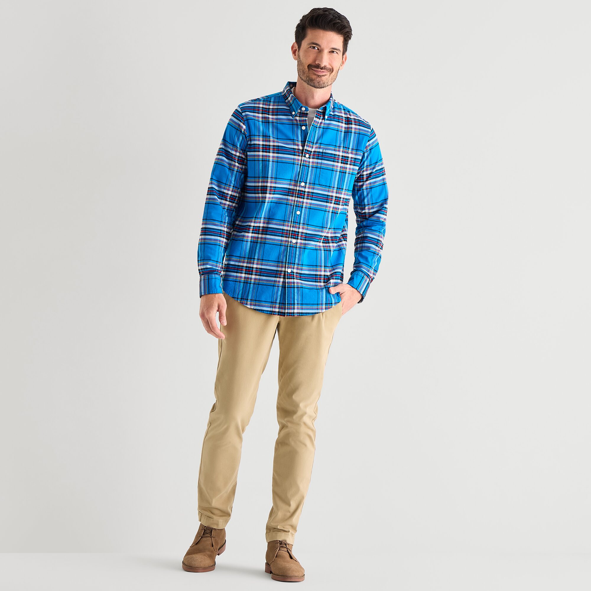 St. John's Bay Washed Oxford Mens Long Sleeve Classic Fit Button-Down Shirt