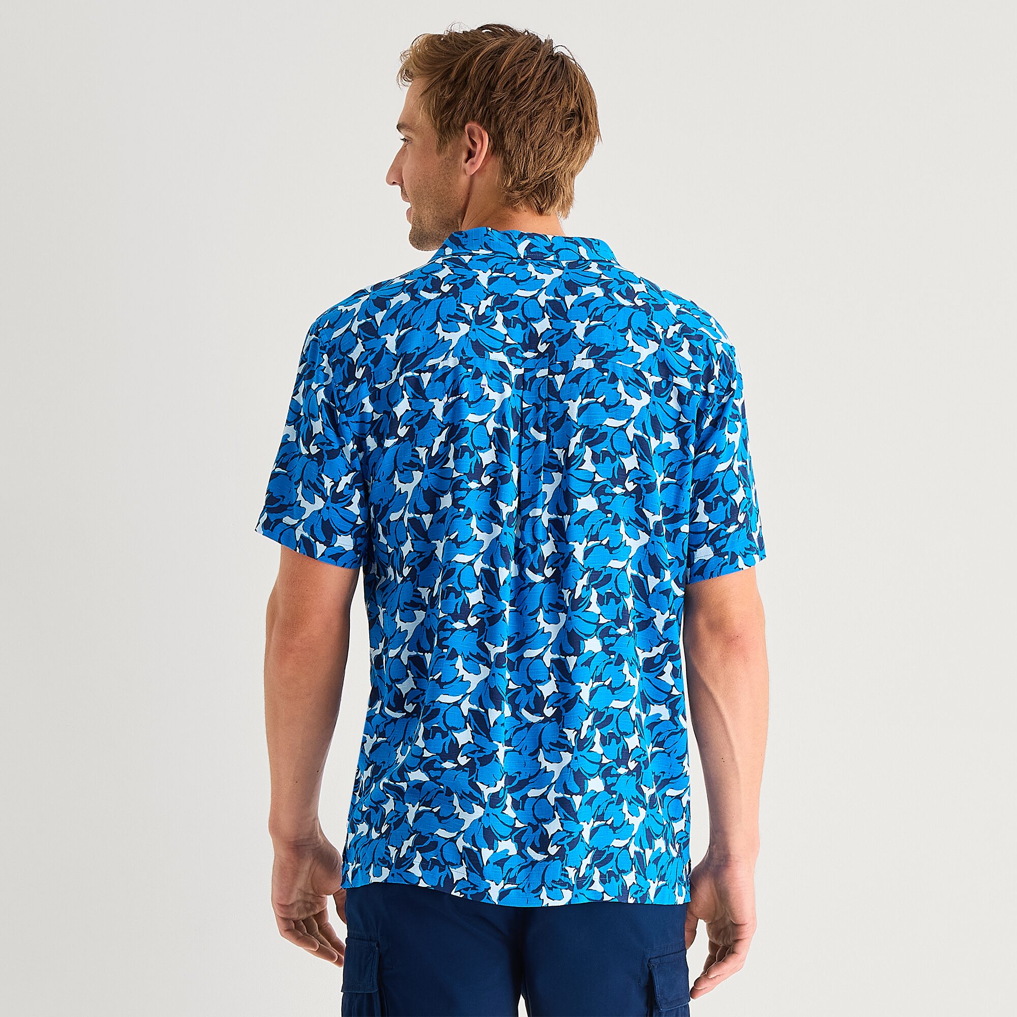 St. John's Bay Slub Button-Down Mens Short Sleeve Camp Shirt