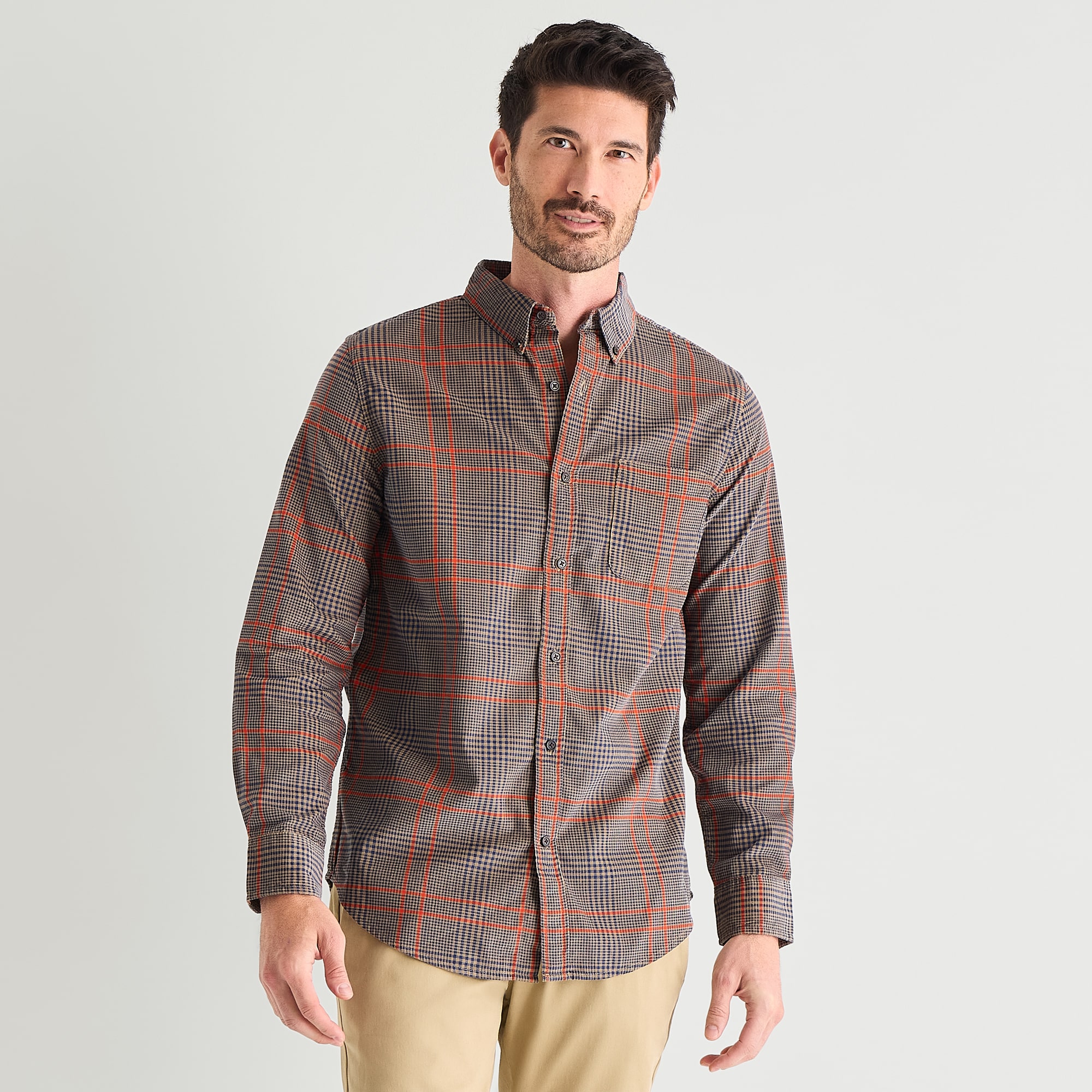 St. John's Bay Corduroy Mens Long Sleeve Classic Fit Button-Down Shirt