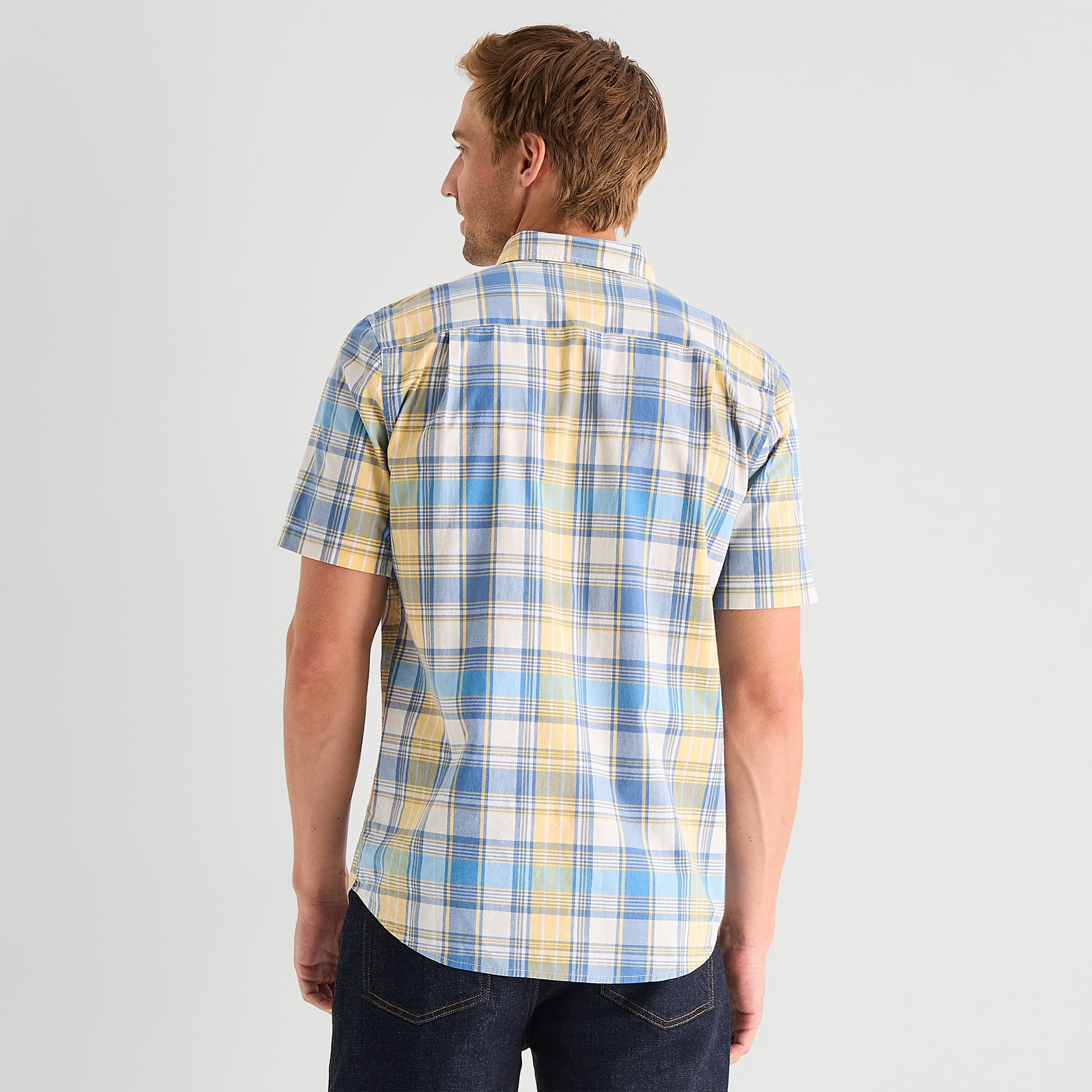 St. John's Bay Stretch Poplin Mens Short Sleeve Classic Fit Button-Down Shirt