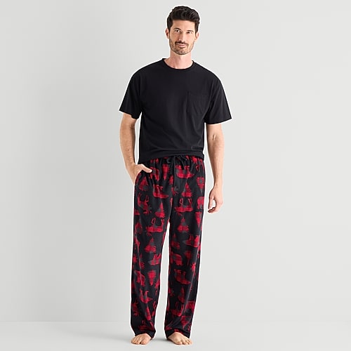 St. John's Bay Mens Microfleece Pajama Pants In Red