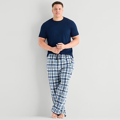 St. John's Bay Mens Big And Tall Microfleece Pajama Pants In White