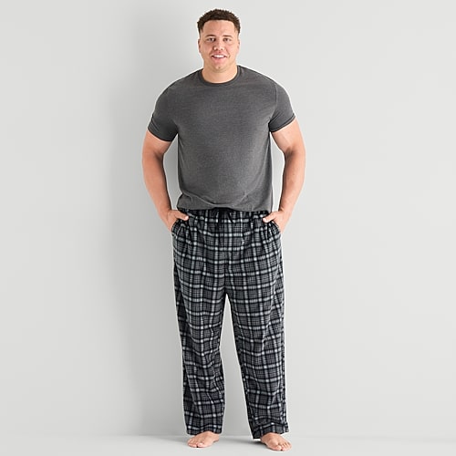St. John's Bay Mens Big And Tall Microfleece Pajama Pants In Black