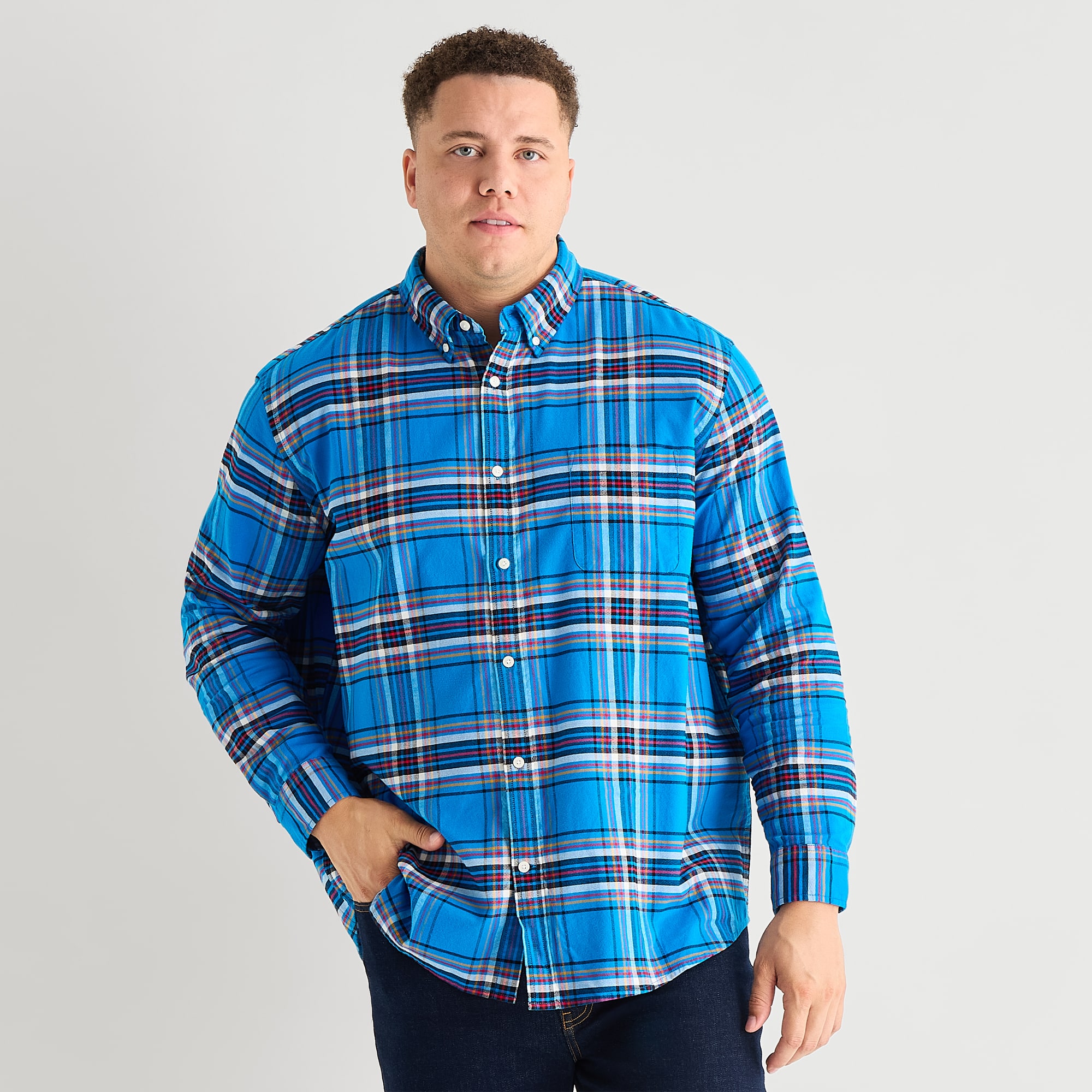 St. John's Bay Oxford Mens Long Sleeve Classic Fit Big and Tall Button-Down Shirt