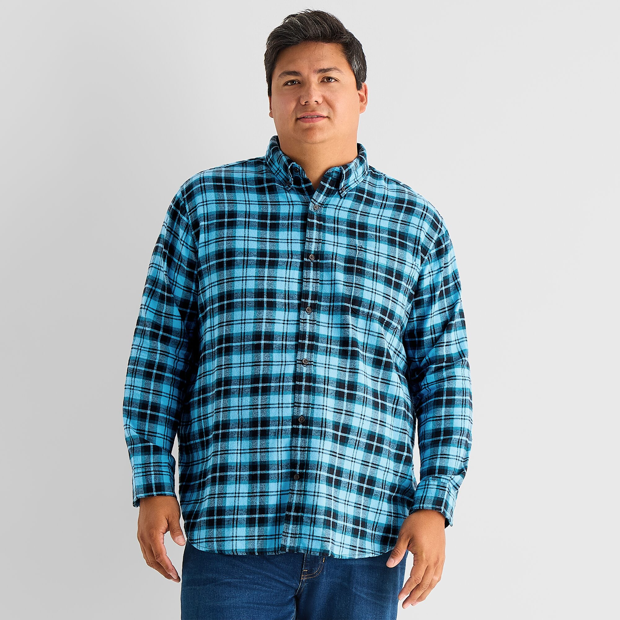 St. John's Bay Mens Long Sleeve Classic Fit Big and Tall Flannel Shirt