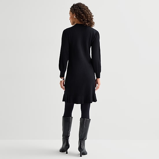 Robbie Bee Womens Long Sleeve Sweater Dress