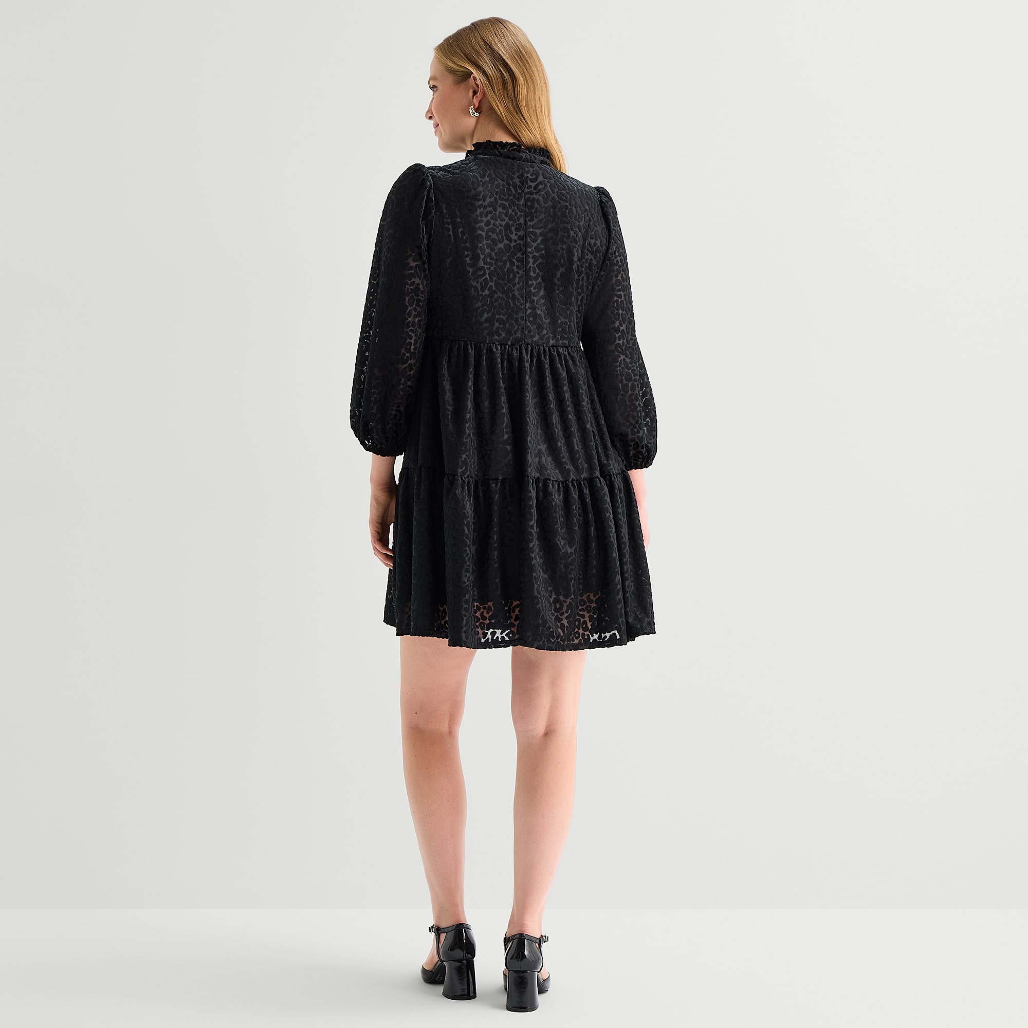 Melonie T Womens V Neck Long Sleeve Animal Shift Dress