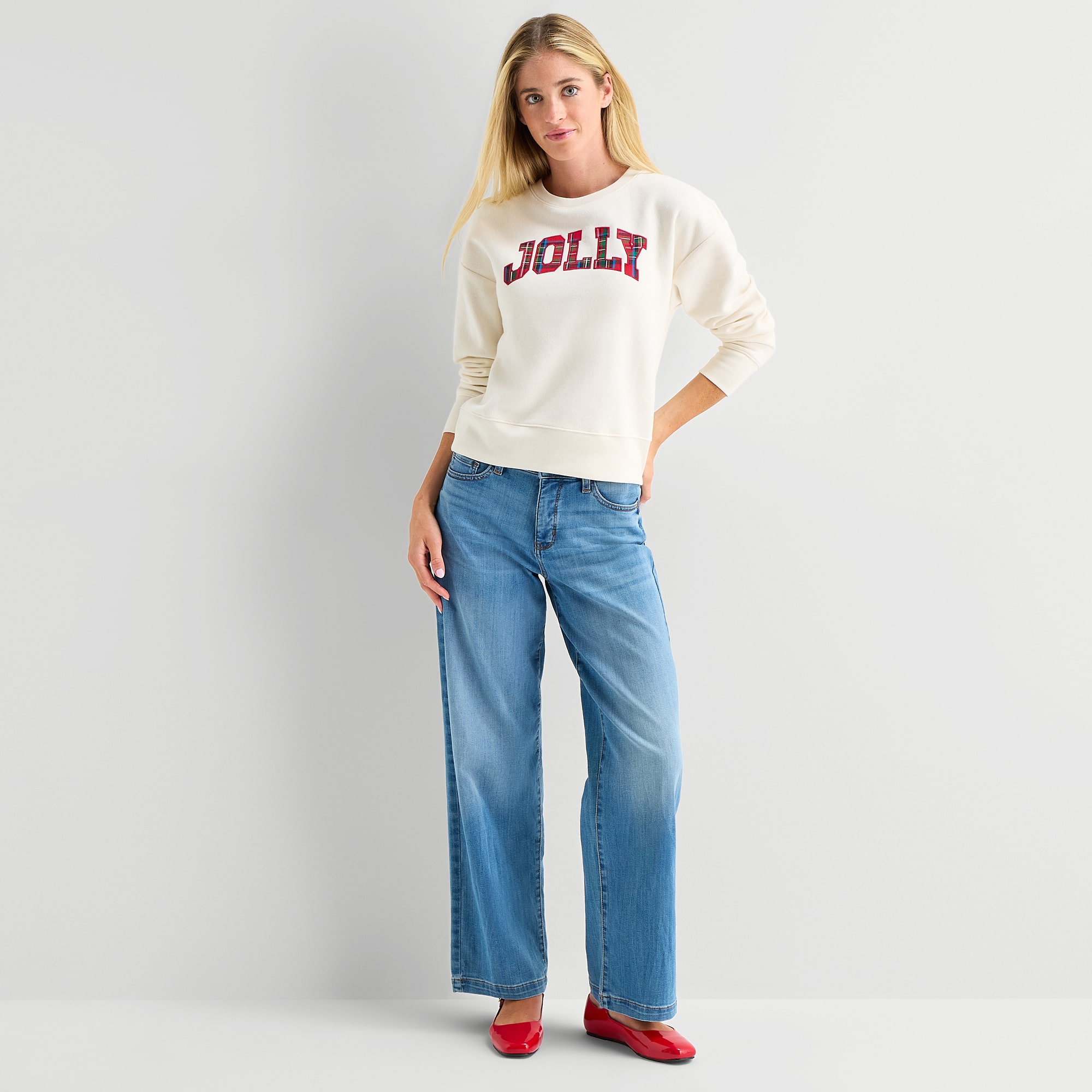 St. John's Bay Womens Crew Neck Long Sleeve Sweatshirt