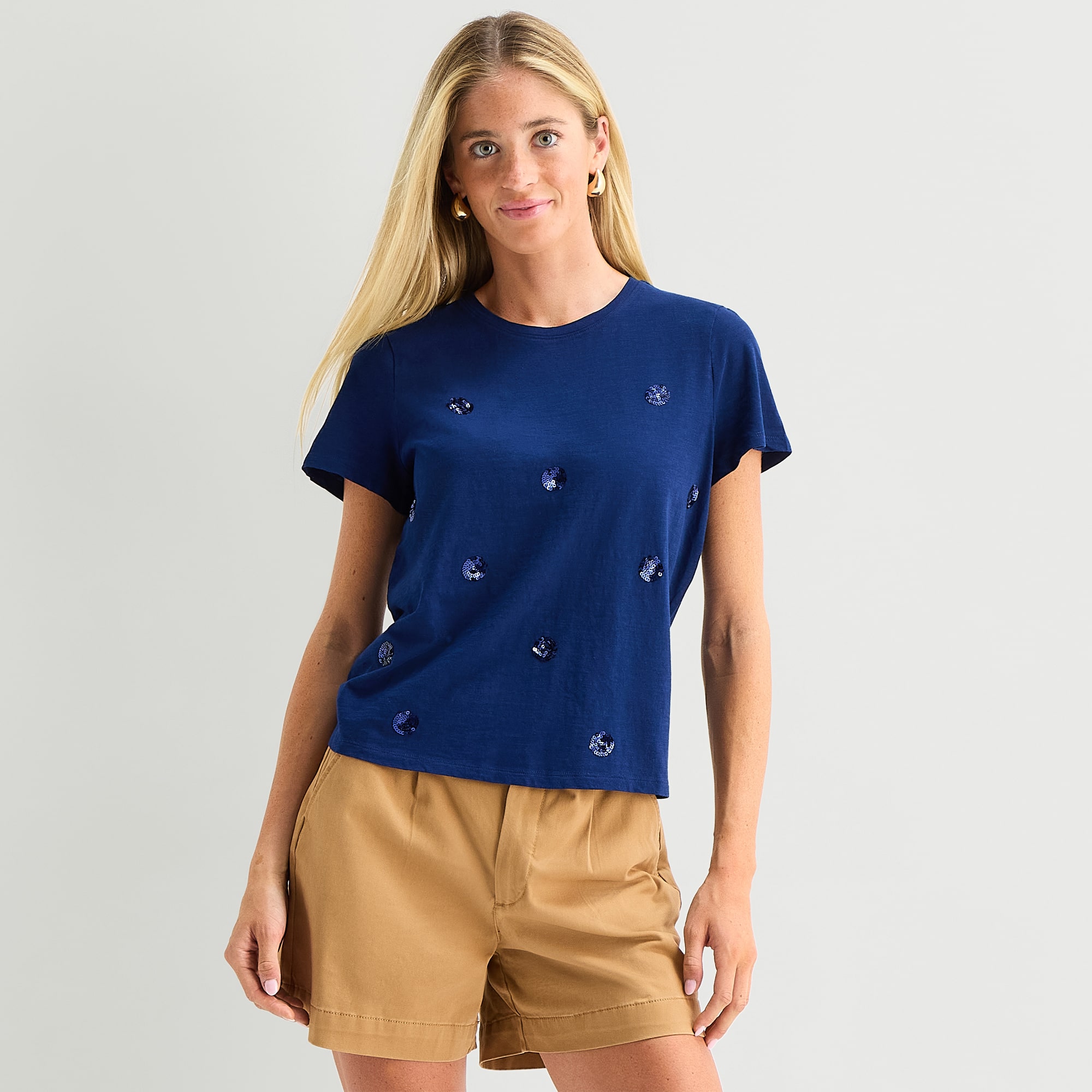 St. John's Bay Womens Crew Neck Short Sleeve T-Shirt