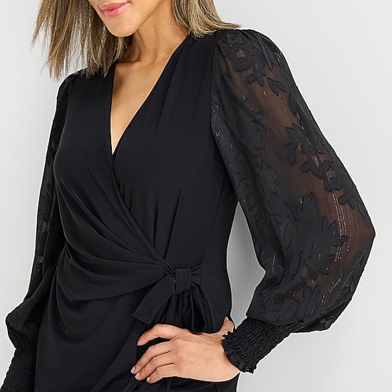 Black Label by Evan-Picone Womens V Neck Long Sleeve Blouse