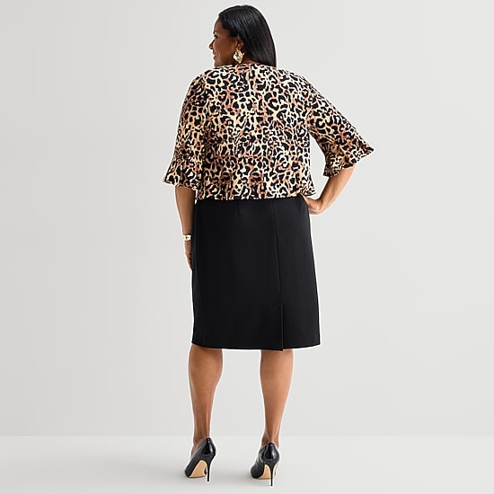 Maya Brooke Womens Plus Animal Jacket Dress