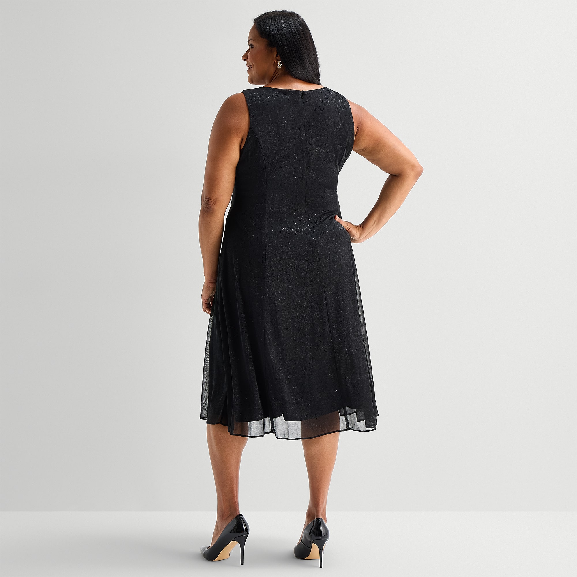 Danny & Nicole Womens Plus Midi Jacket Dress