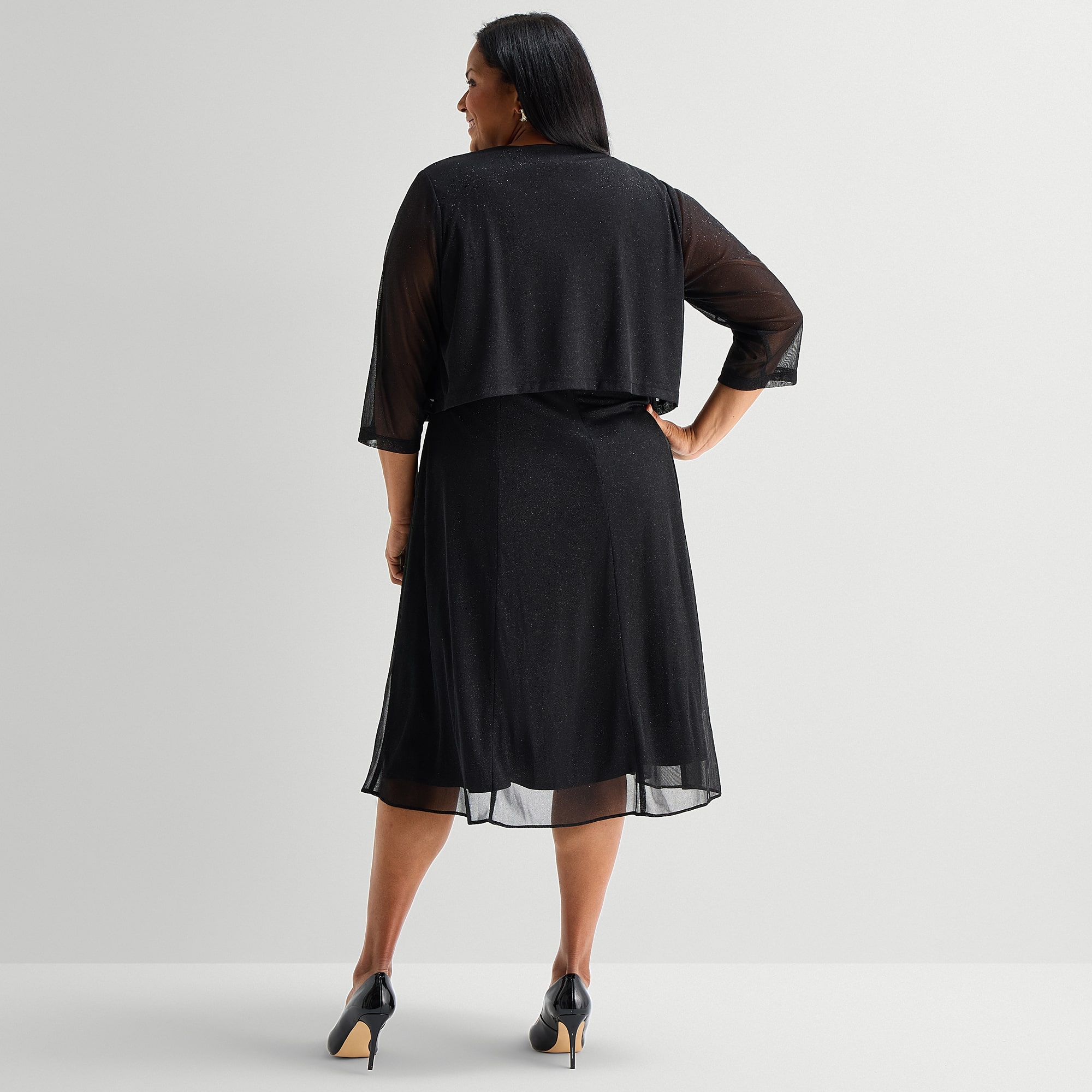 Danny & Nicole Womens Plus Midi Jacket Dress