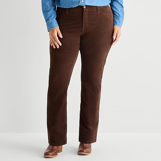 St. John's Bay Womens Plus Mid Rise Straight Corduroy Pant