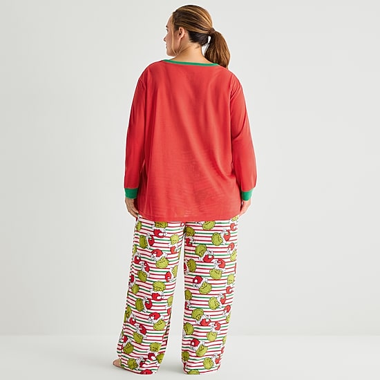 Womens Dr. Seuss Grinch Long Sleeve 2-pc. Matching Family Pajama Set