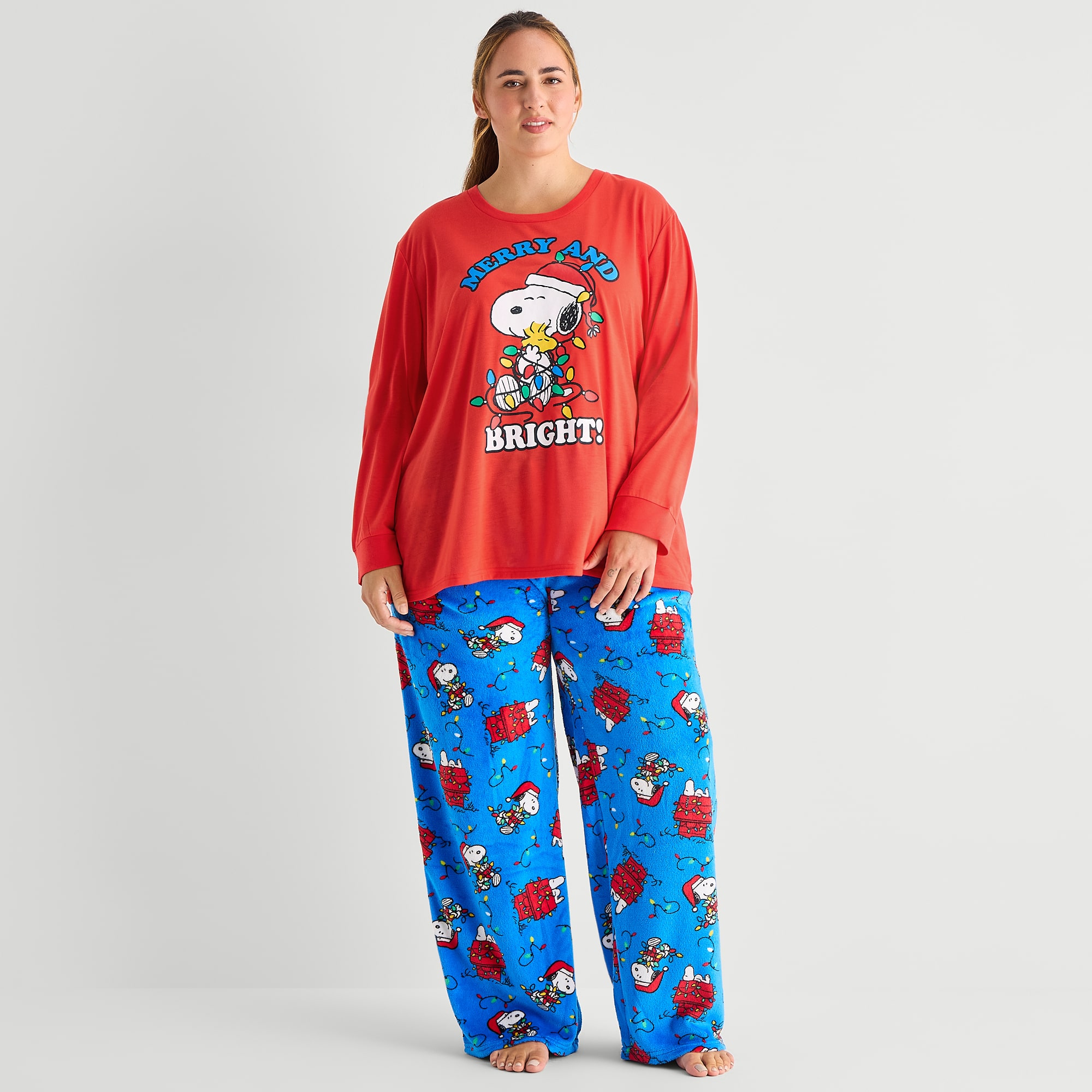 Womens Peanuts Long Sleeve 2-pc. Pajama Set