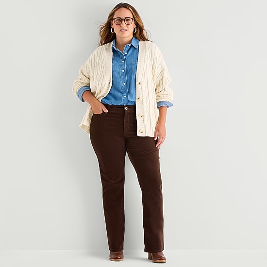 St. John's Bay Womens Plus Mid Rise Straight Corduroy Pant