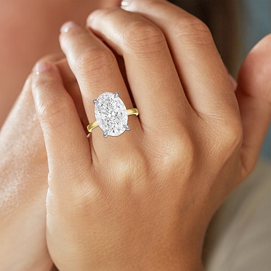 Bridal Addiction (E-F / Vs1-Vs2) Womens 8 3/8 Ct. T.W. Lab Grown White Diamond 14K Gold Oval Solitaire Engagement Ring