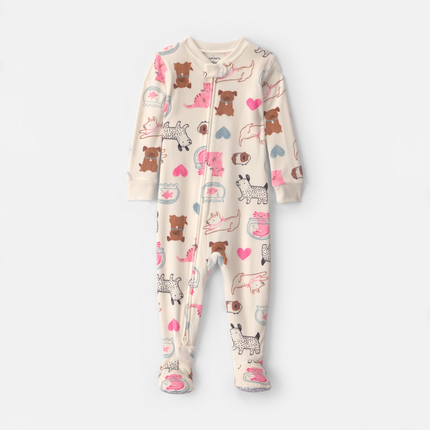 Carter's Baby Girls Footed Crew Neck Long Sleeve One Piece Pajama
