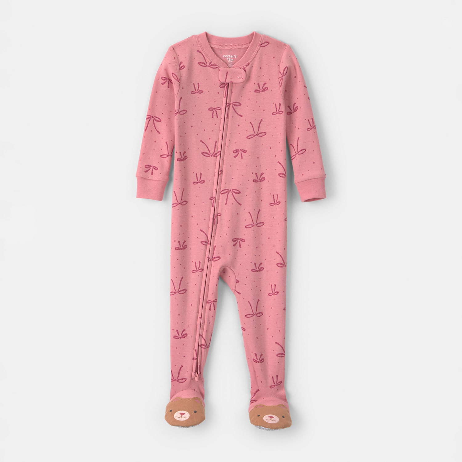 Carter's Baby Girls Footed Crew Neck Long Sleeve One Piece Pajama