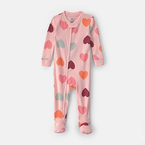 Carter's Baby Girls Footed Crew Neck Long Sleeve One Piece Pajama In Purple